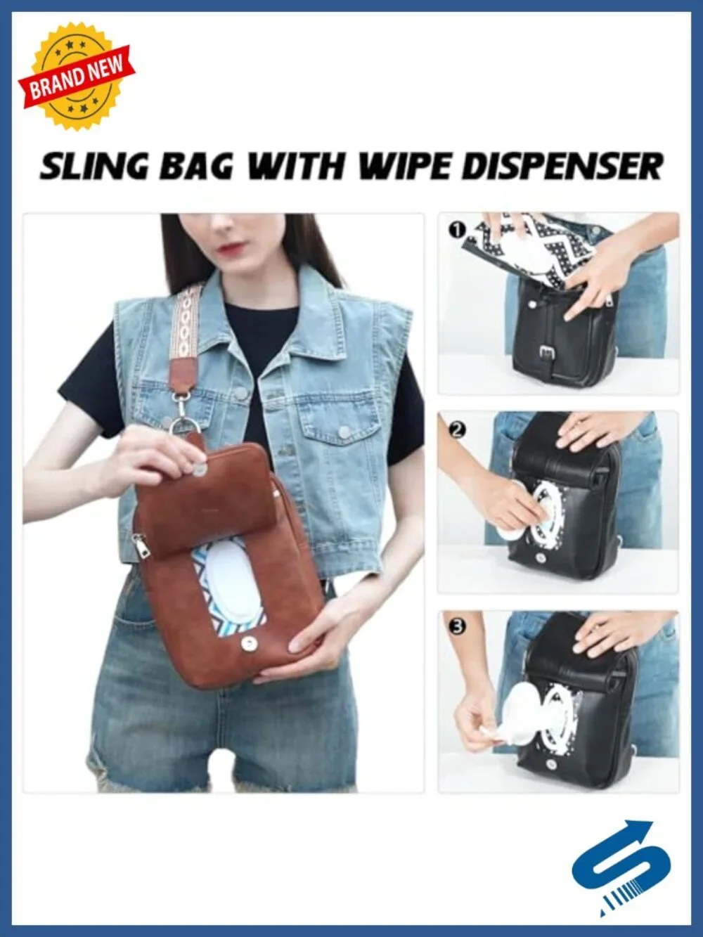 Mini Diaper Bag Crossbody Sling Backpack with 2 Straps